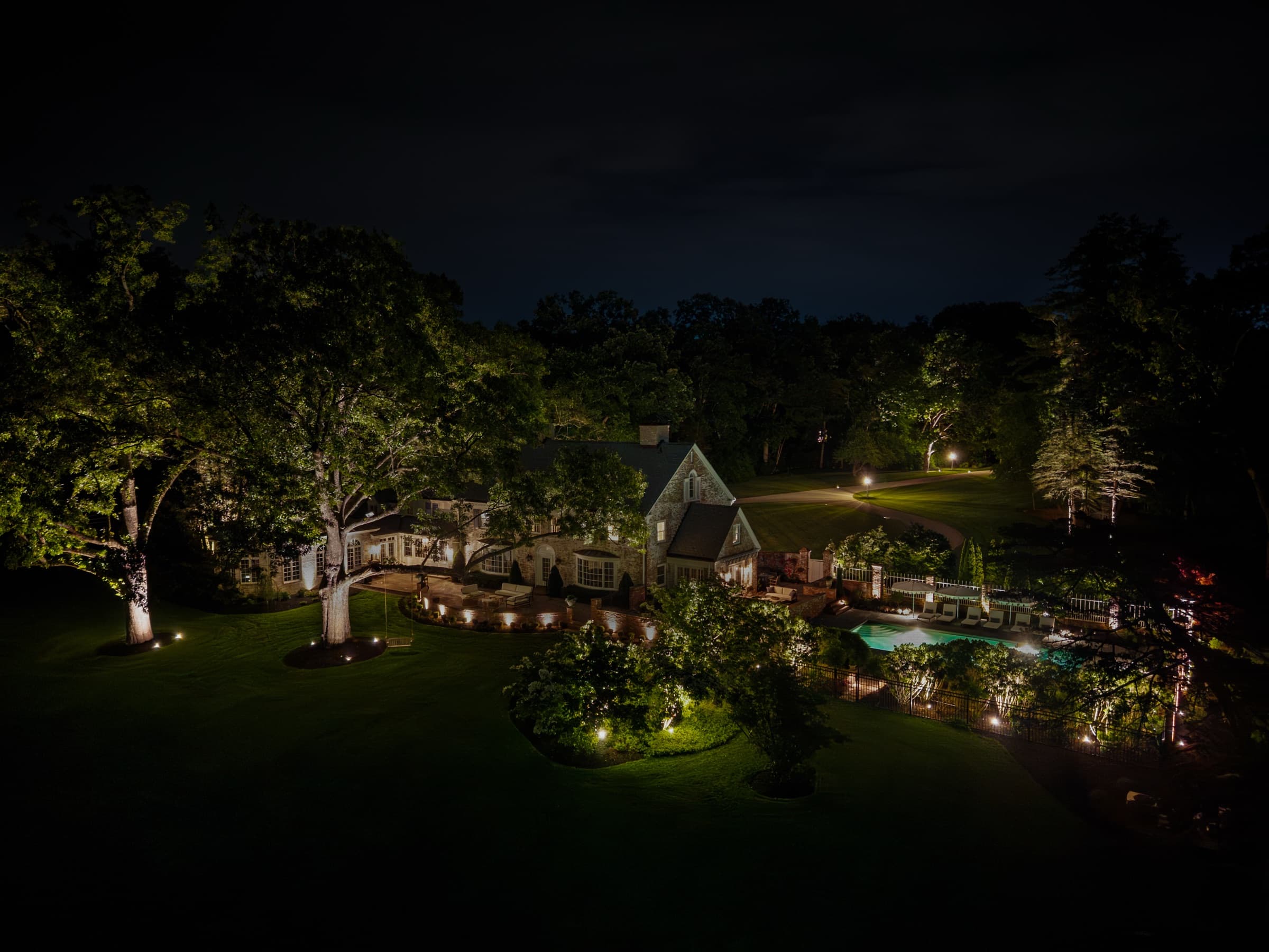 181 Mountain Spring Road at night, seen from the air
